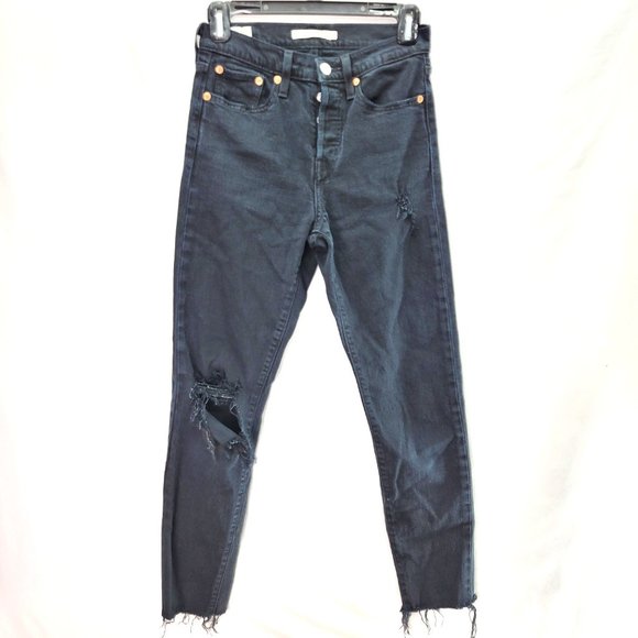 Levi's Women's Wedgie Ripped Jeans Black - Size 24 - Picture 1 of 5